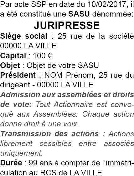 création d'une SASU