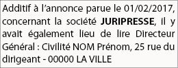 Modèle et Exemples d'Annonces Légales d'un Additif