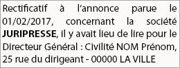 Modèle et Exemples d'Annonces Légales d'un Rectificatif