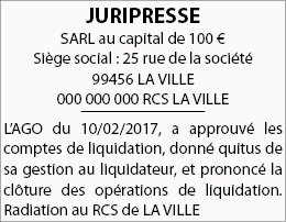 Modèle et Exemples d'Annonces Légales de Clôture de Liquidation