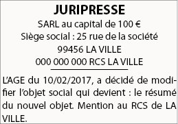 Modèle et Exemples d'Annonces Légales de Modification de l'Objet Social