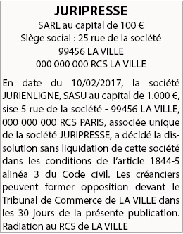 Modèle et Exemples d'Annonces Légales de Transmission Universelle de Patrimoine (TUP)